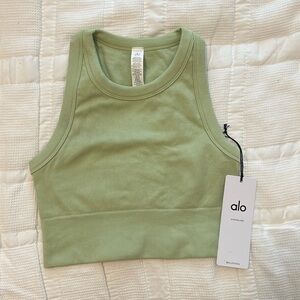 Algo Yoga Seamless Delight High Neck Bra in Iced Green Tea
